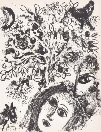Lithograph Chagall - Le Couple Devant L’Arbre