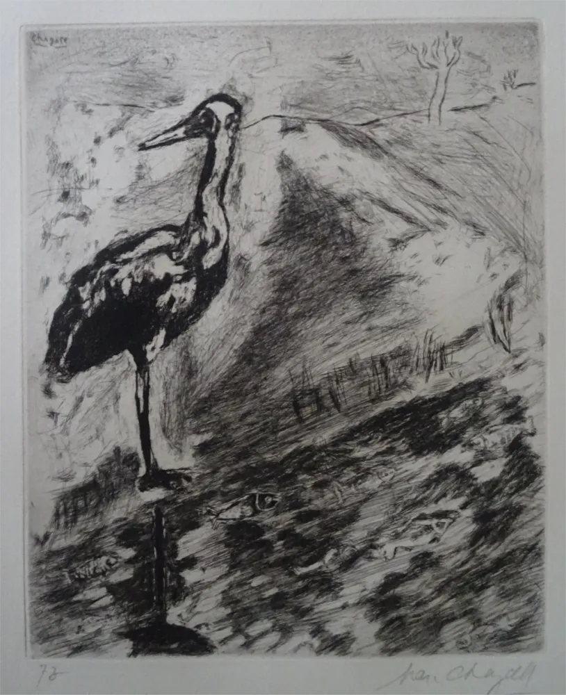 Engraving Chagall - Le Heron