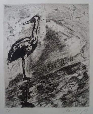 Engraving Chagall - Le Heron