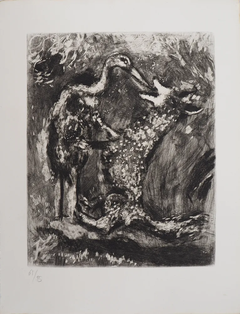 Etching Chagall - Le loup et la cigogne