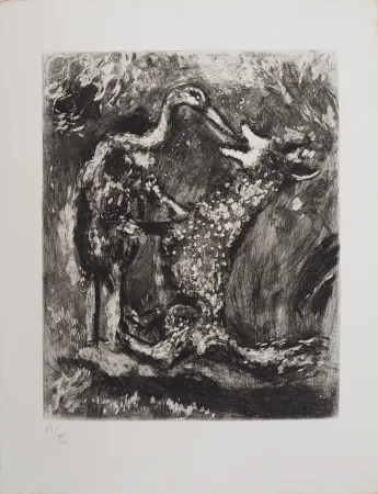 Etching Chagall - Le loup et la cigogne