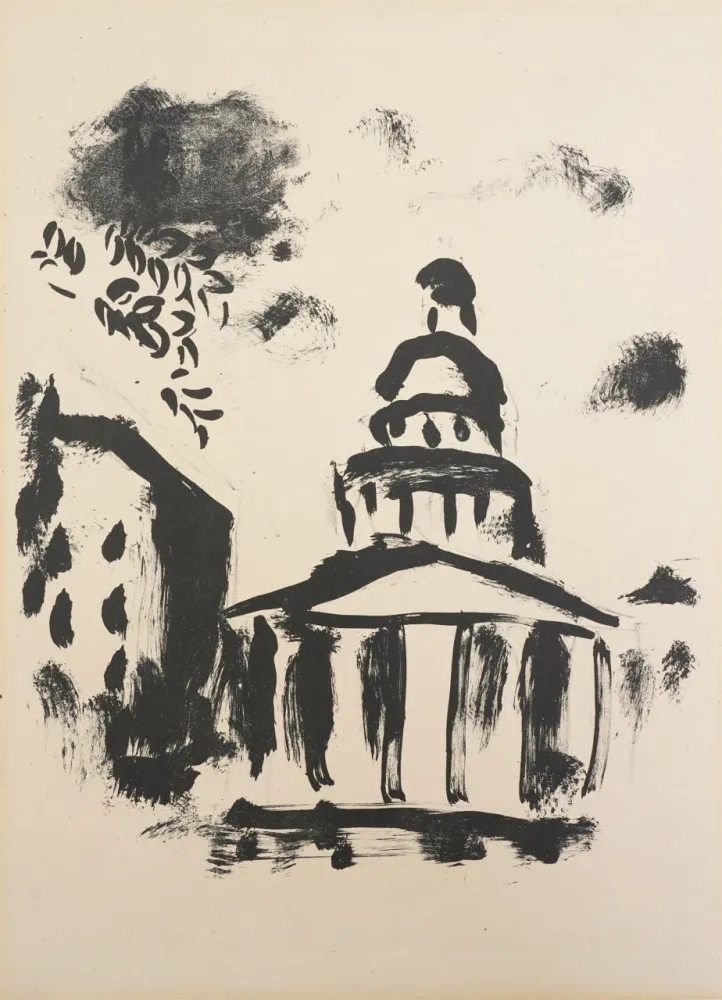 Lithograph Chagall - Le Pantheon  