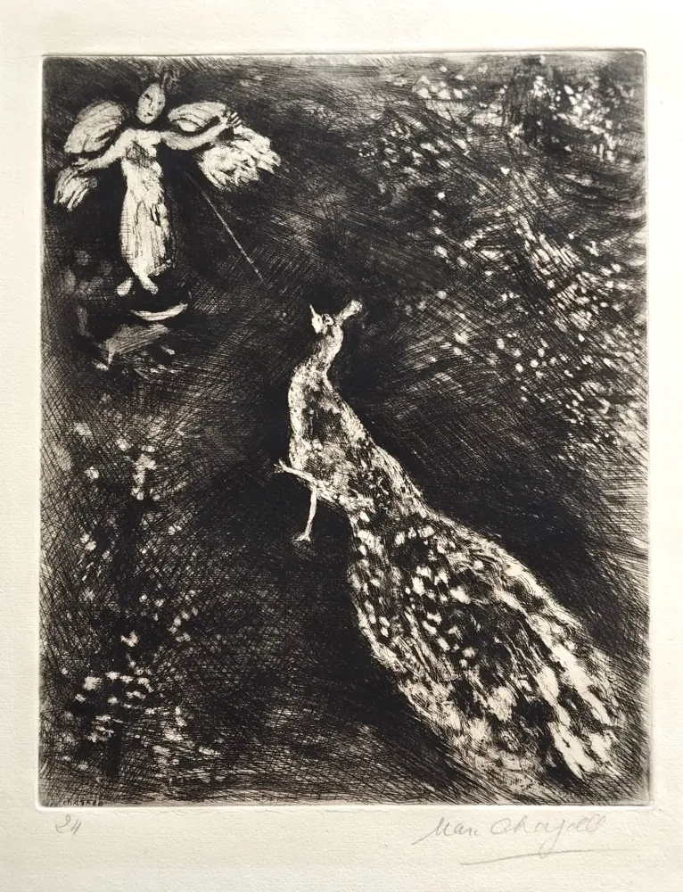 Etching And Aquatint Chagall - Le Paon se plaignant à Junon.
