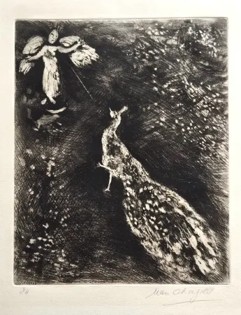 Etching And Aquatint Chagall - Le Paon se plaignant à Junon.