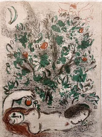 Lithograph Chagall - LE PARADIS (II) (Dessins pour la Bible, 1960)