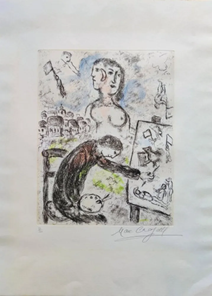 Etching And Aquatint Chagall - Le Peintre, from Songes (cf. C. books 112)