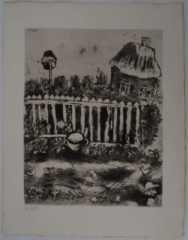 Etching Chagall - Le Pot de terre et le Pot de fer