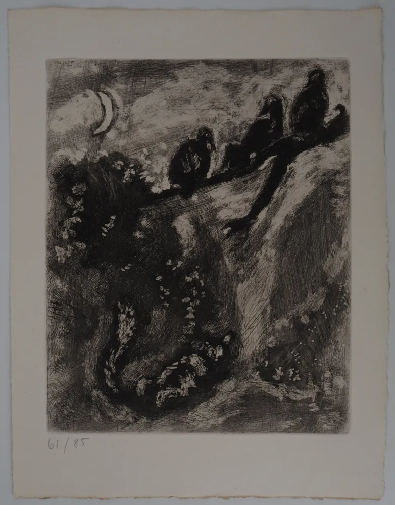 Etching Chagall - Le renard en chasse (Le renard et les poulets d'Inde) 