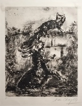 Etching And Aquatint Chagall - Le renard et le bouc