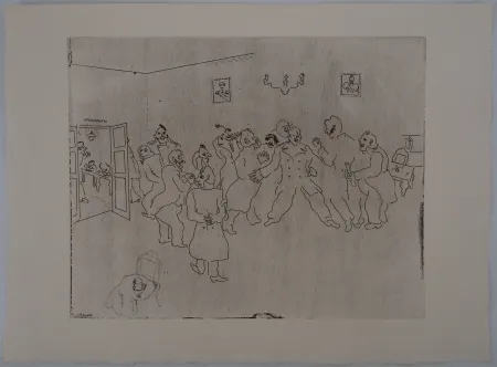 Etching Chagall - Le rendez-vous des hommes (Les témoins)