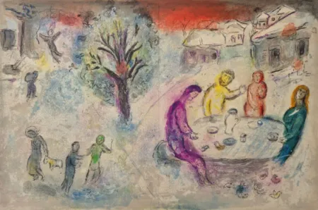 Lithograph Chagall - Le repas chez Dryas, from Daphnis et Chloé