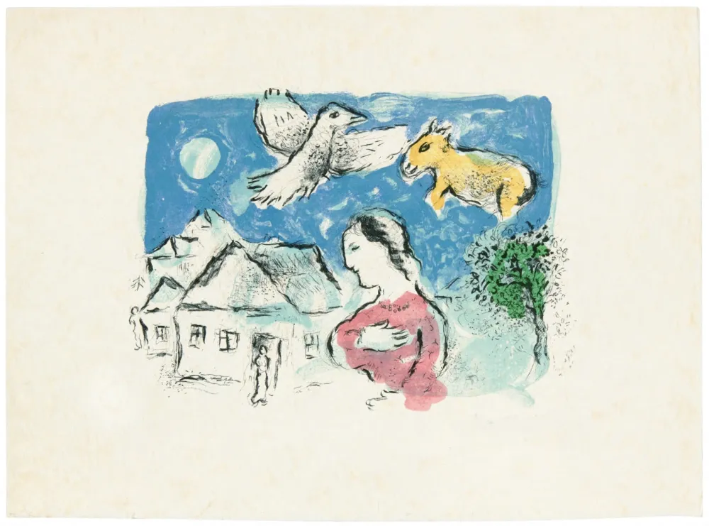 Lithograph Chagall - Le village