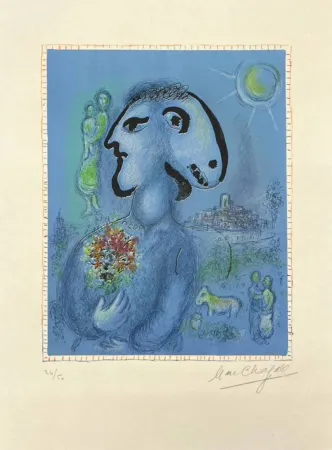 Lithograph Chagall - Le village bleu