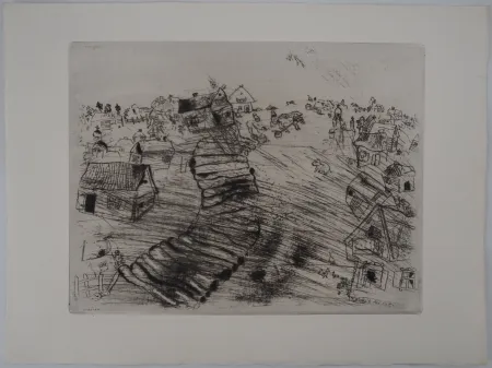 Etching Chagall - Le village de Pliouchkine