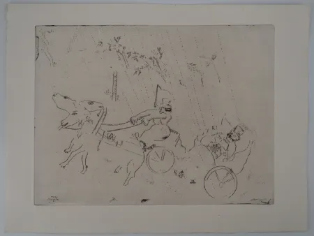 Etching Chagall - Le voyage en calèche (En route vers Sobakévitch)