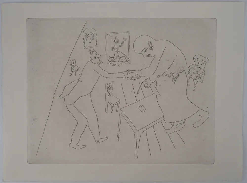 Etching Chagall - Les adieux de Tchitchikov à Manilov