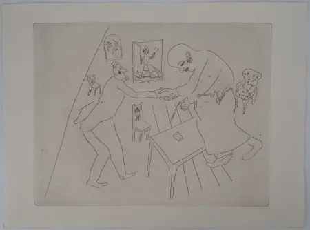 Etching Chagall - Les adieux de Tchitchikov à Manilov