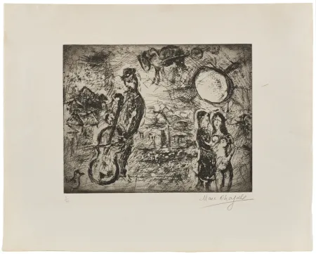 Etching Chagall - Marc Chagall (1887–1985) – Le Violoncelliste du Village- Etching on paper – 1967