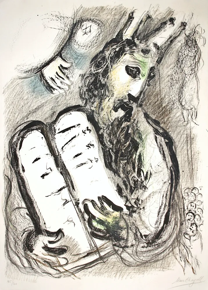 Lithograph Chagall - Moise et Les Tables de la Loi