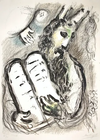 Lithograph Chagall - Moise et Les Tables de la Loi