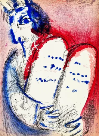 Lithograph Chagall - Moses III