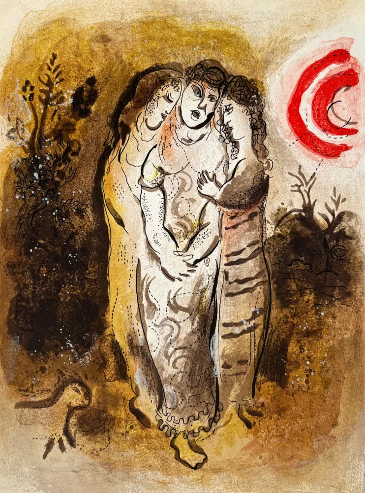 Lithograph Chagall - Naomi and her Daughters-in-Law
