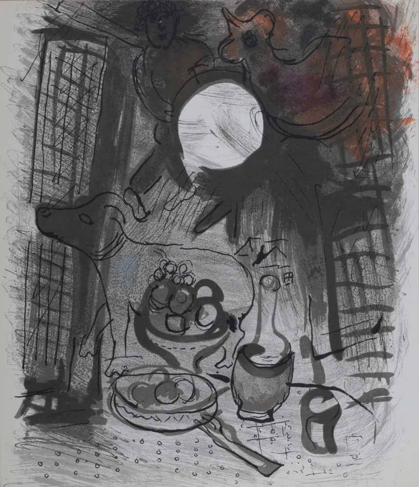 Lithograph Chagall - Nature morte brun