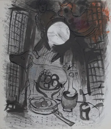 Lithograph Chagall - Nature morte brun