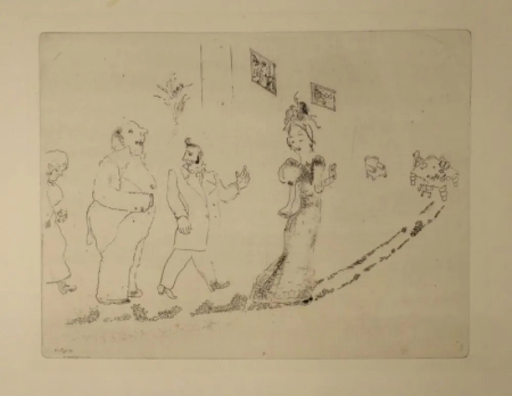 Engraving Chagall - (Nicolas Gogol, Les Ames Mortes, 34)