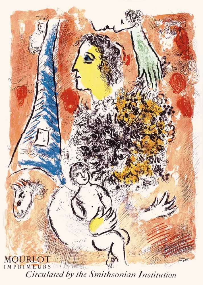 Lithograph Chagall - Offrande à la Tour Eiffel