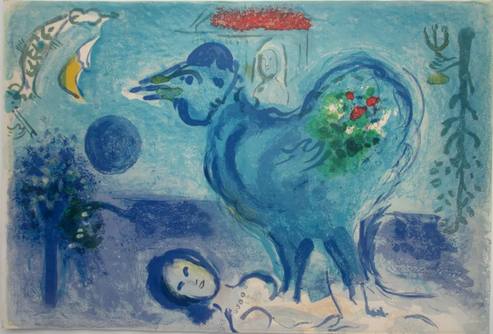 Lithograph Chagall - Paysage au Coq