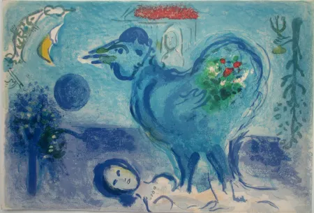 Lithograph Chagall - Paysage au Coq