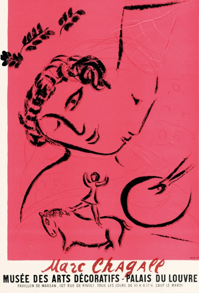 Lithograph Chagall - Peintre en rose