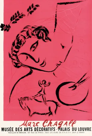 Lithograph Chagall - Peintre en rose