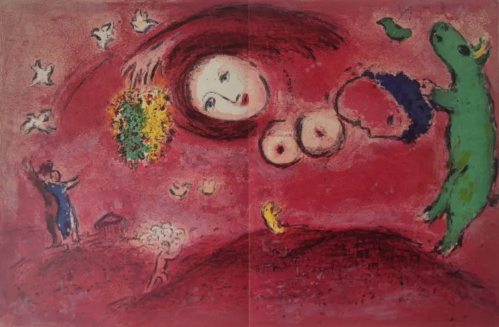 Lithograph Chagall - Printemps au Pré (from Daphnis and Chloe)