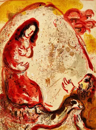 Lithograph Chagall - Rachel Steals Her Father’s Graven Images