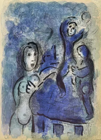 Lithograph Chagall - Rahab and the Spies of Jericho