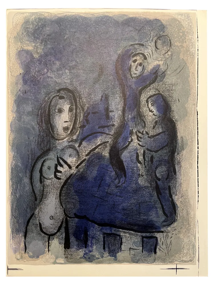 Lithograph Chagall - RAHAB ET LES ESPIONS DE JÉRICHO (Dessins pour la Bible, 1960)