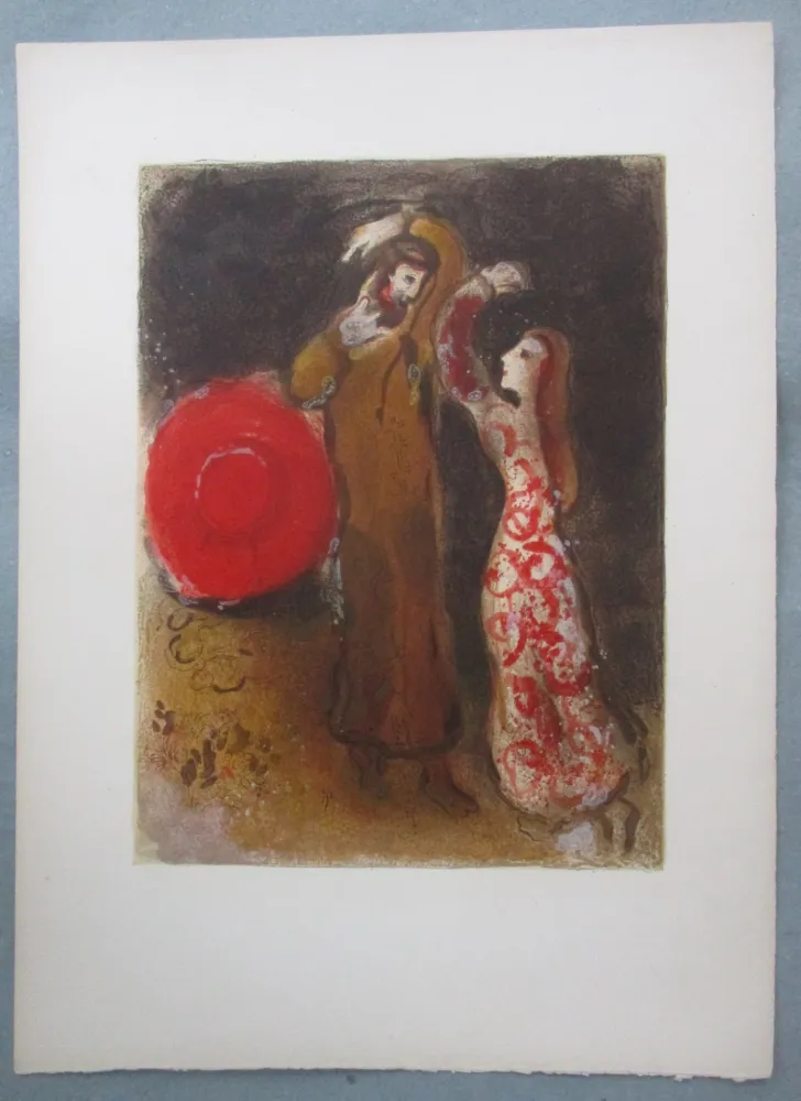 Lithograph Chagall - Rencontre de Ruth et de Booz, Meeting of Ruth and Boaz
