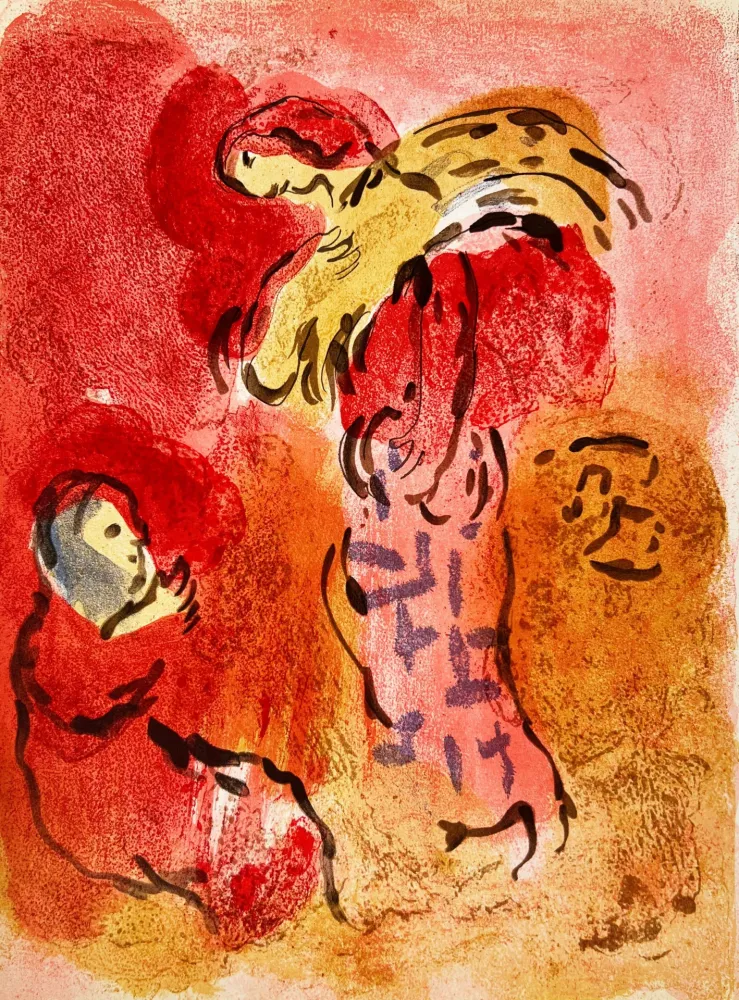 Lithograph Chagall - Ruth Gleaning