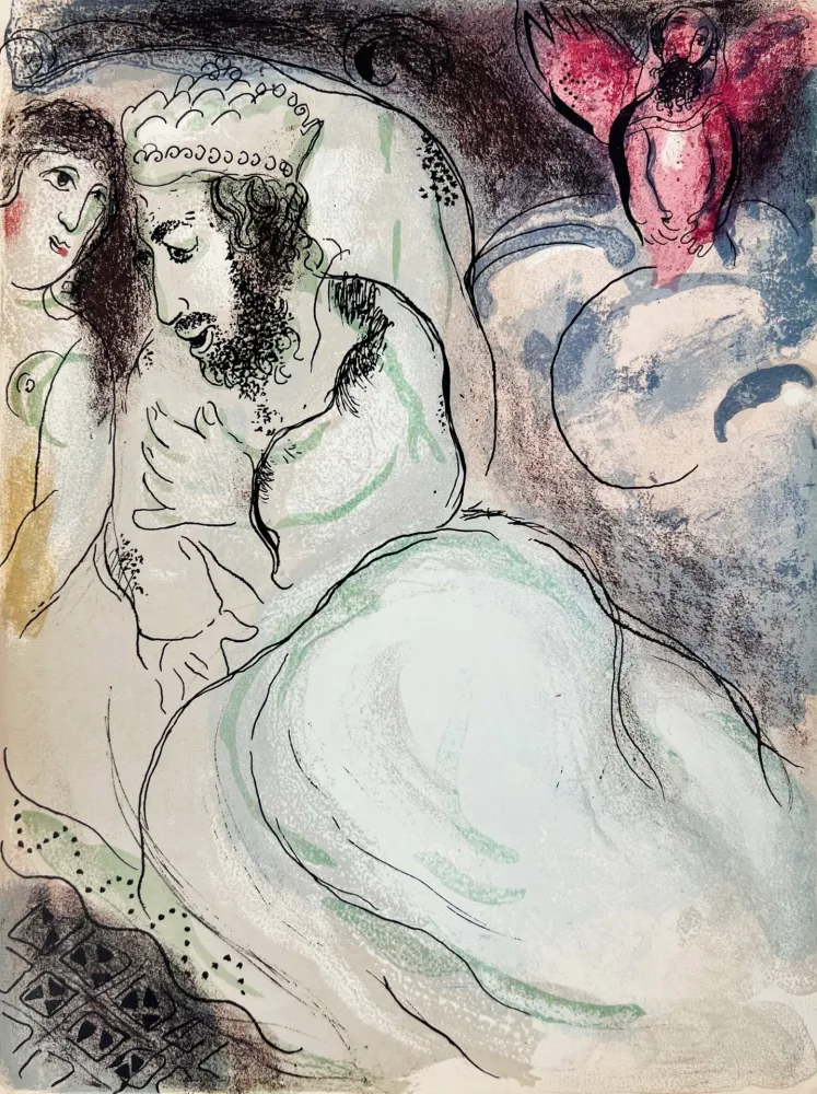 Lithograph Chagall - Sarah And Abimelech