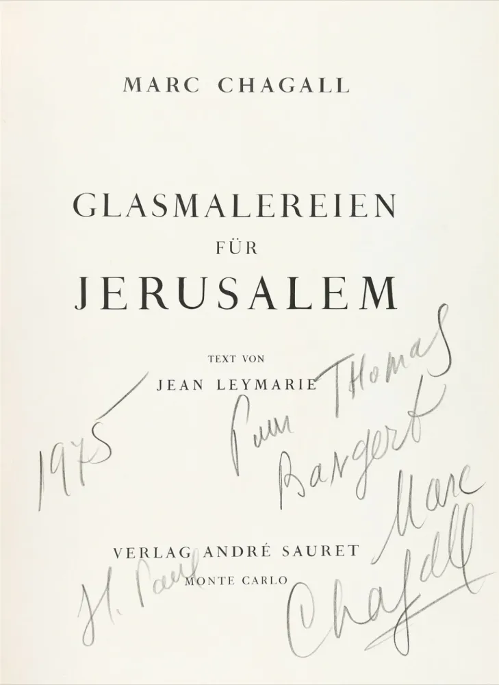 Illustrated Book Chagall - Signed & dedicated - Stained glass for Jerusalem 