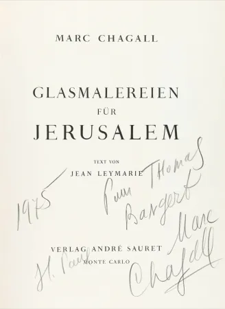 Illustrated Book Chagall - Signed & dedicated - Stained glass for Jerusalem 
