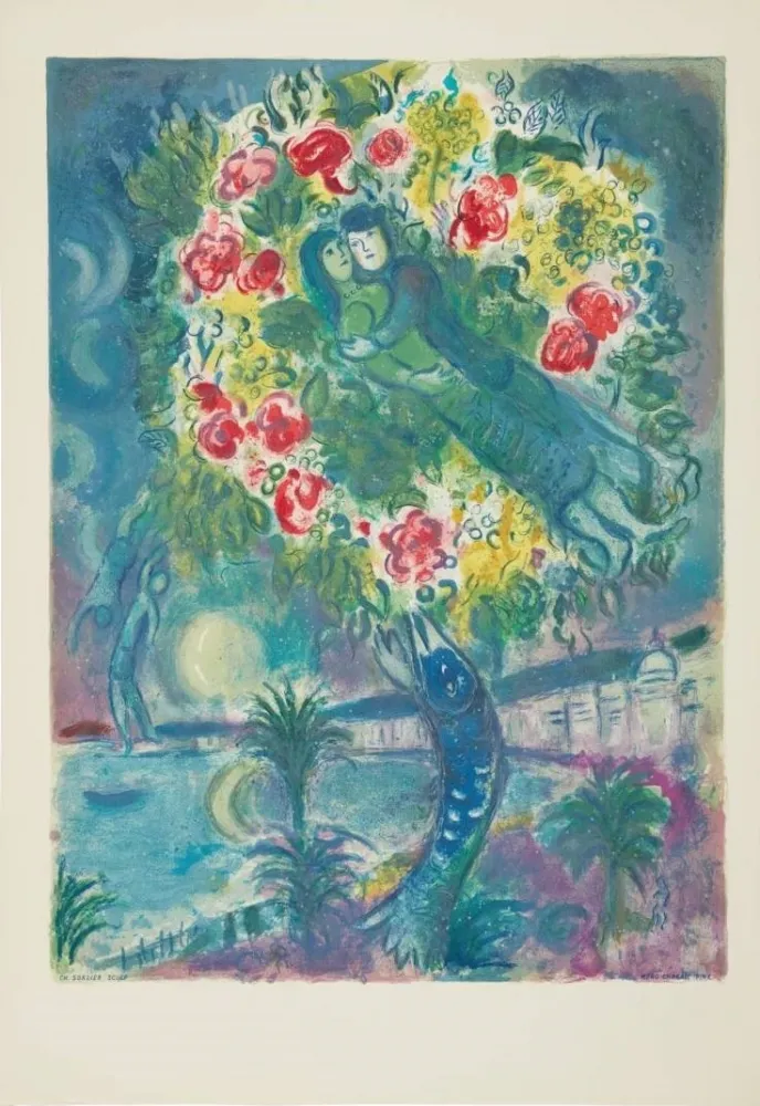 Lithograph Chagall - Sirène au pin (Sirene with Pine)