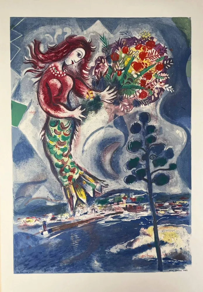 Lithograph Chagall - Sirène au pin (Sirene with Pine)