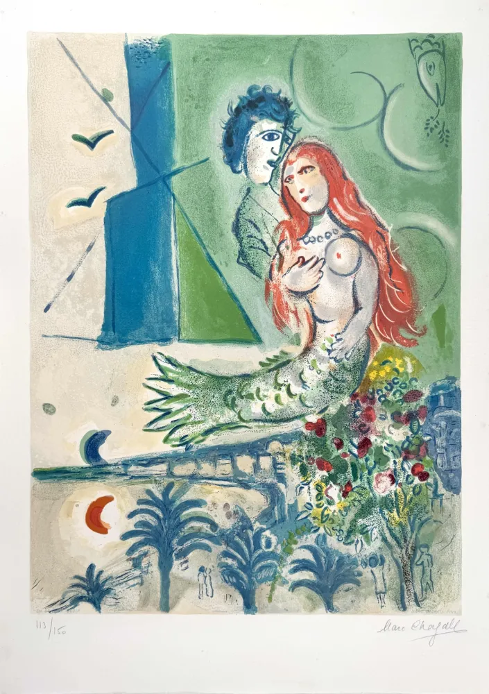 Lithograph Chagall - Sirène au Poète 