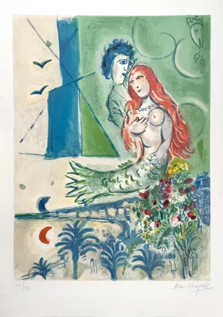 Lithograph Chagall - Sirène au Poète 