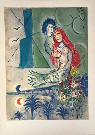 Lithograph Chagall - Sirène au Poète (Sirene with Poet)