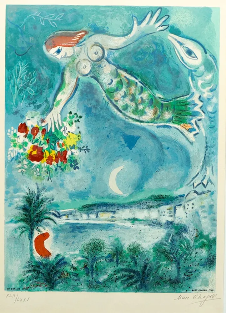 Lithograph Chagall - Sirène et Poisson