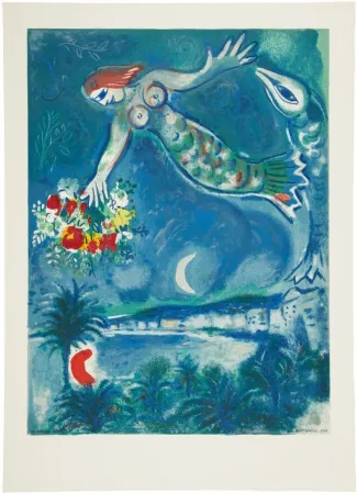 Lithograph Chagall - Sirène et Poisson (Sirene and Fish)